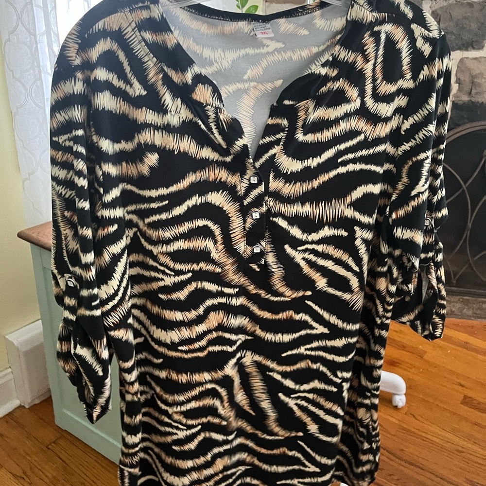 Stylish Zebra Print Tunic Top
